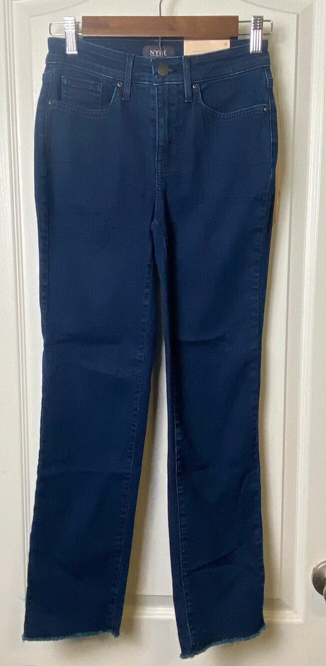 NYDJ Dark Wash Sheri Slim Ankle Raw Hem Jeans Women's Size 0 NWT